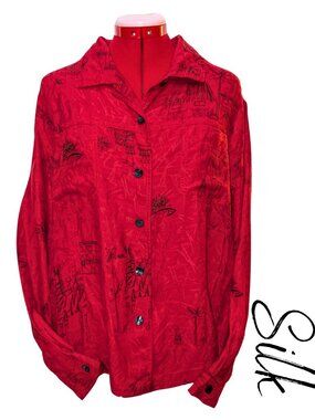 Silk Chico’s Blouse with Artistic Print